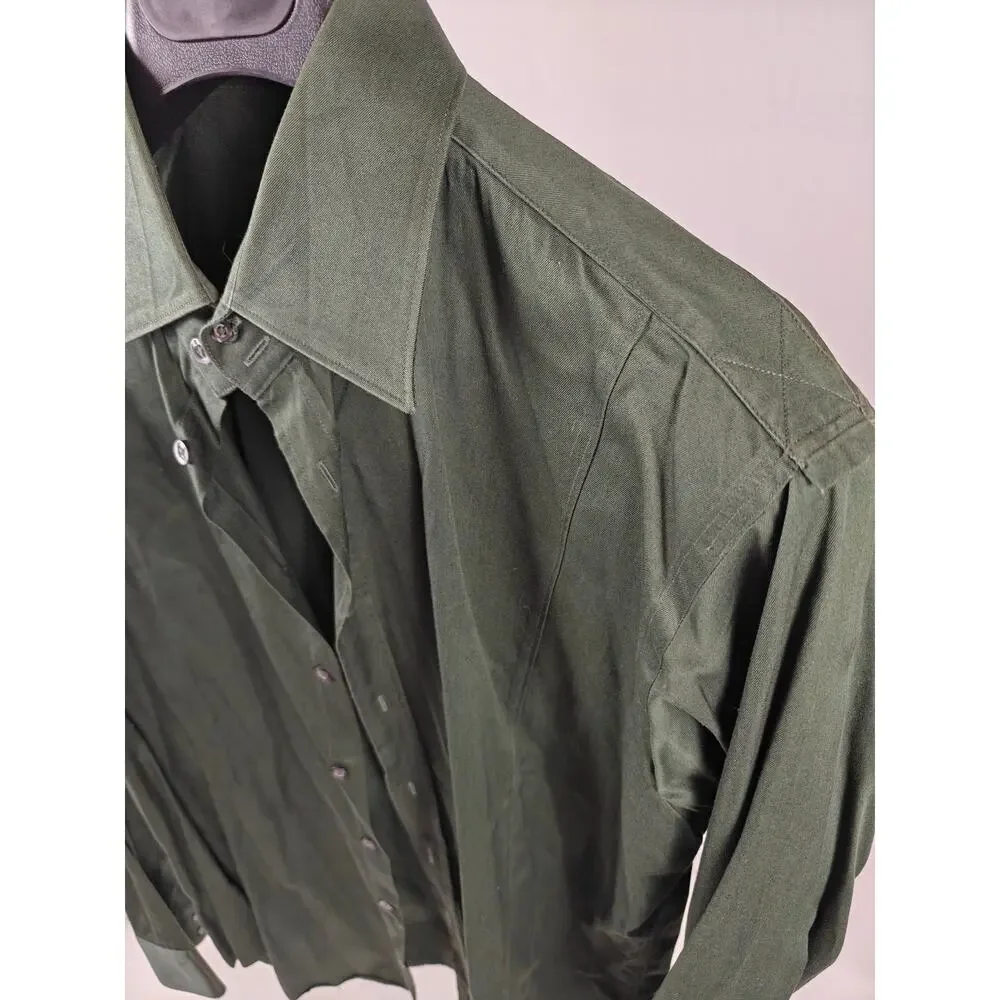 Men's Zara Man Button Down Shirt Green Size 44